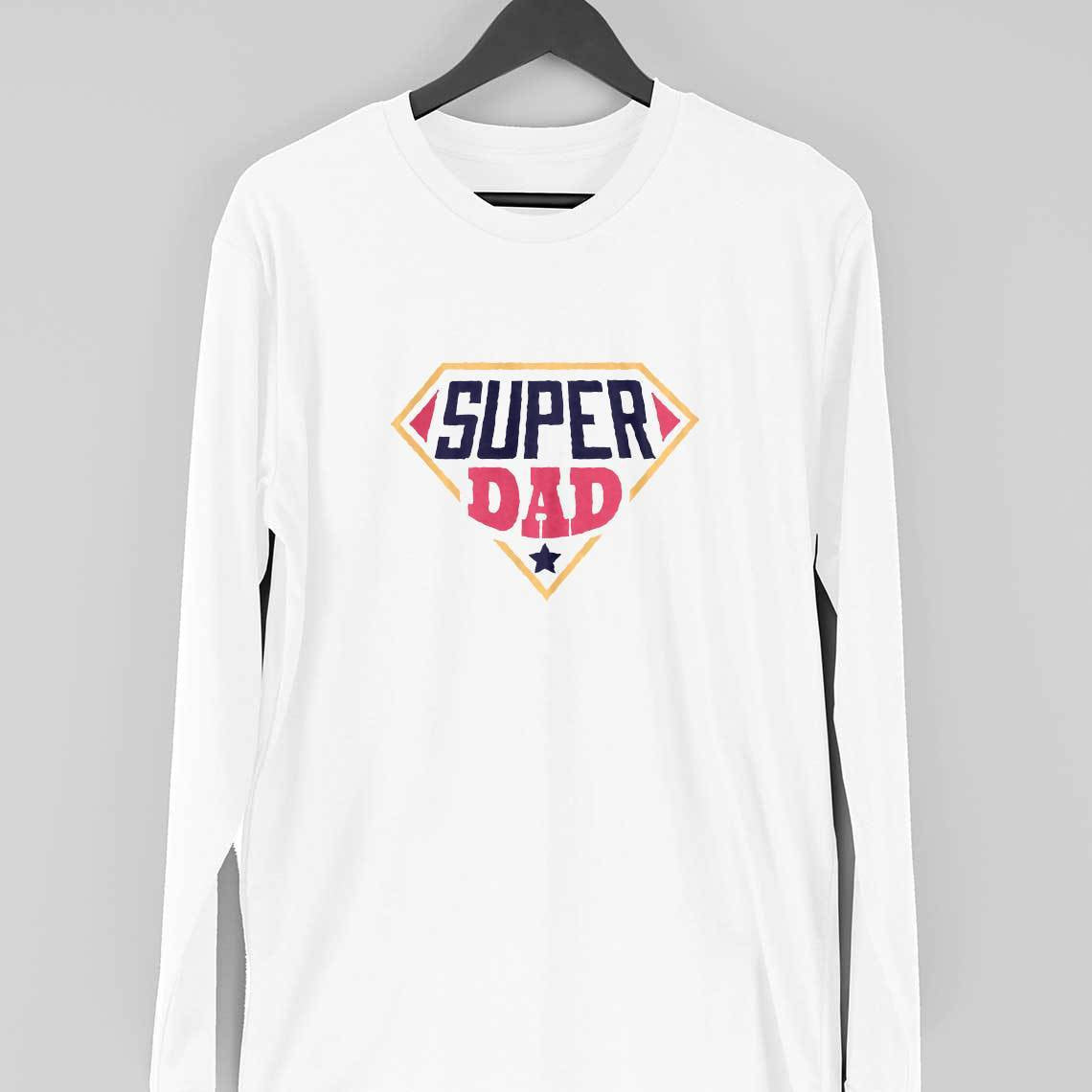 Super Dad Full Sleeve T-Shirt — White