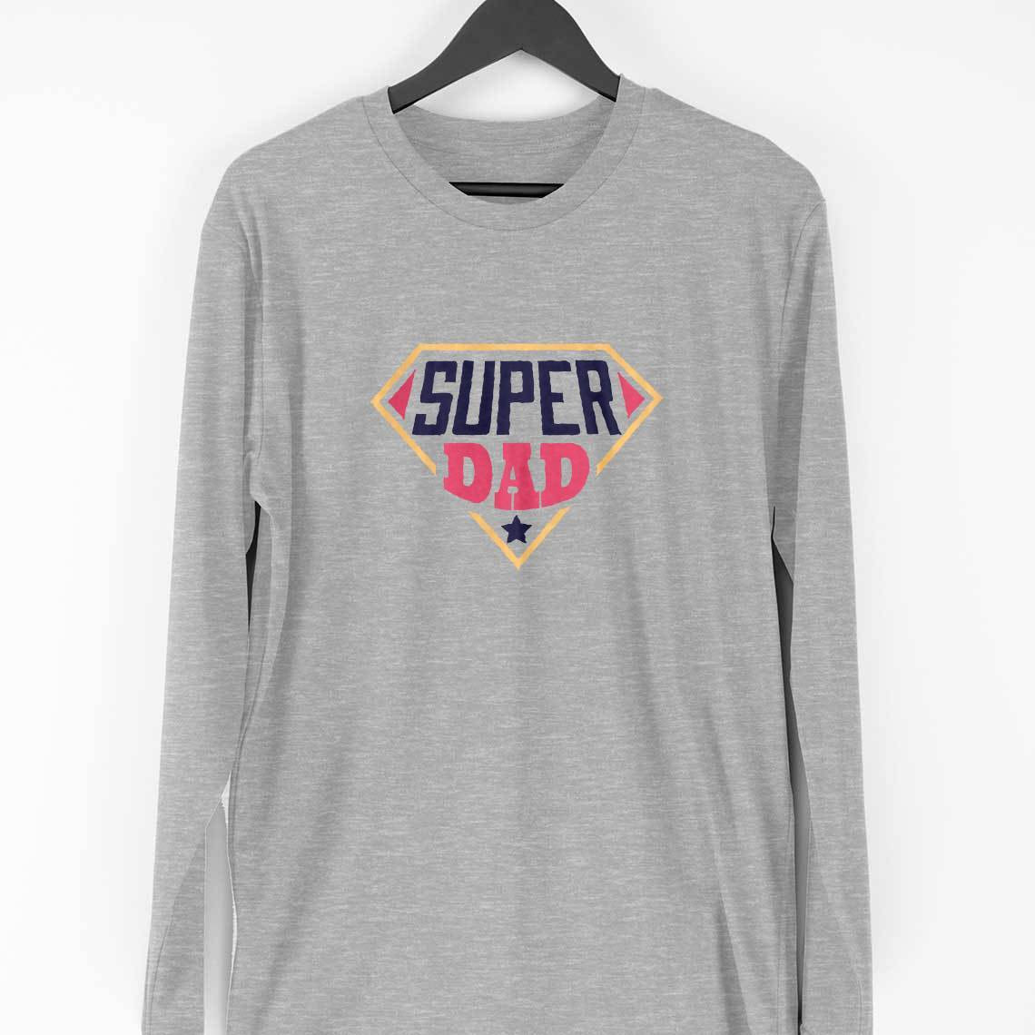 Super Dad Full Sleeve T-Shirt — Melange Grey