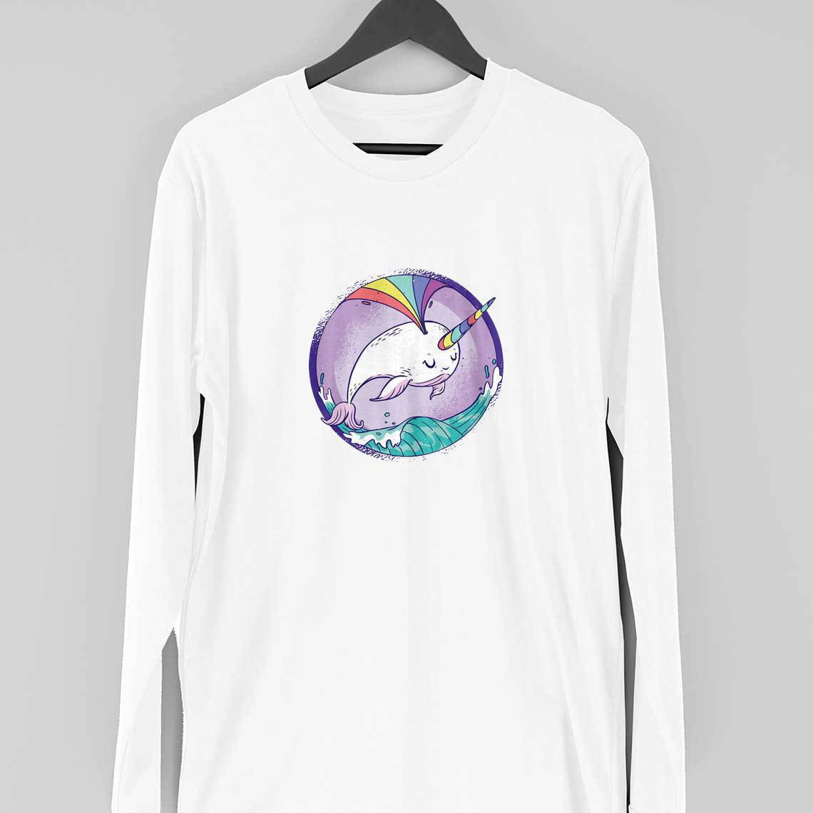 Rainbow Unicorn Full Sleeve T-Shirt — White