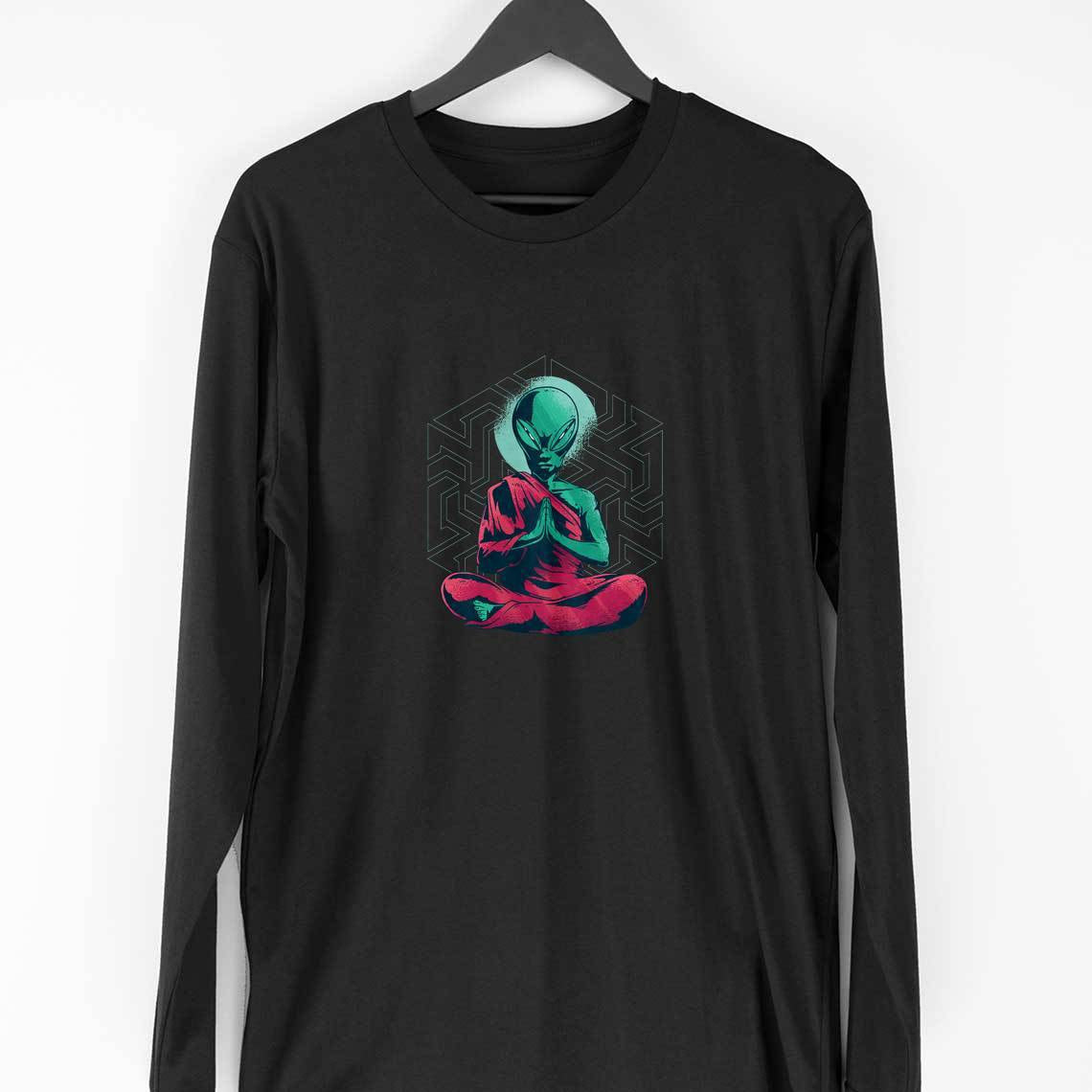 Alien Monk Full Sleeve T-Shirt — Black