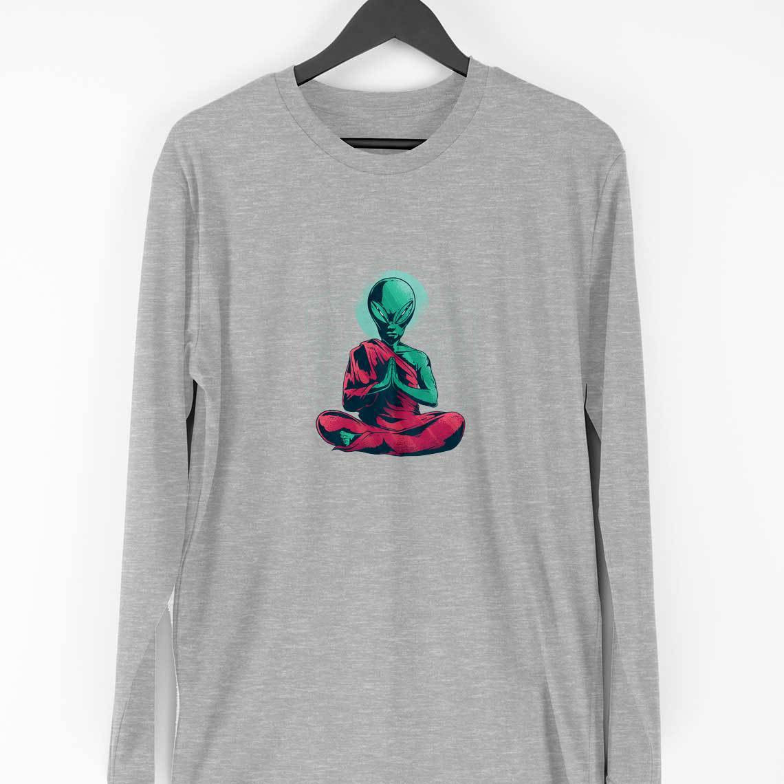 Alien Monk Full Sleeve T-Shirt — Melange Grey