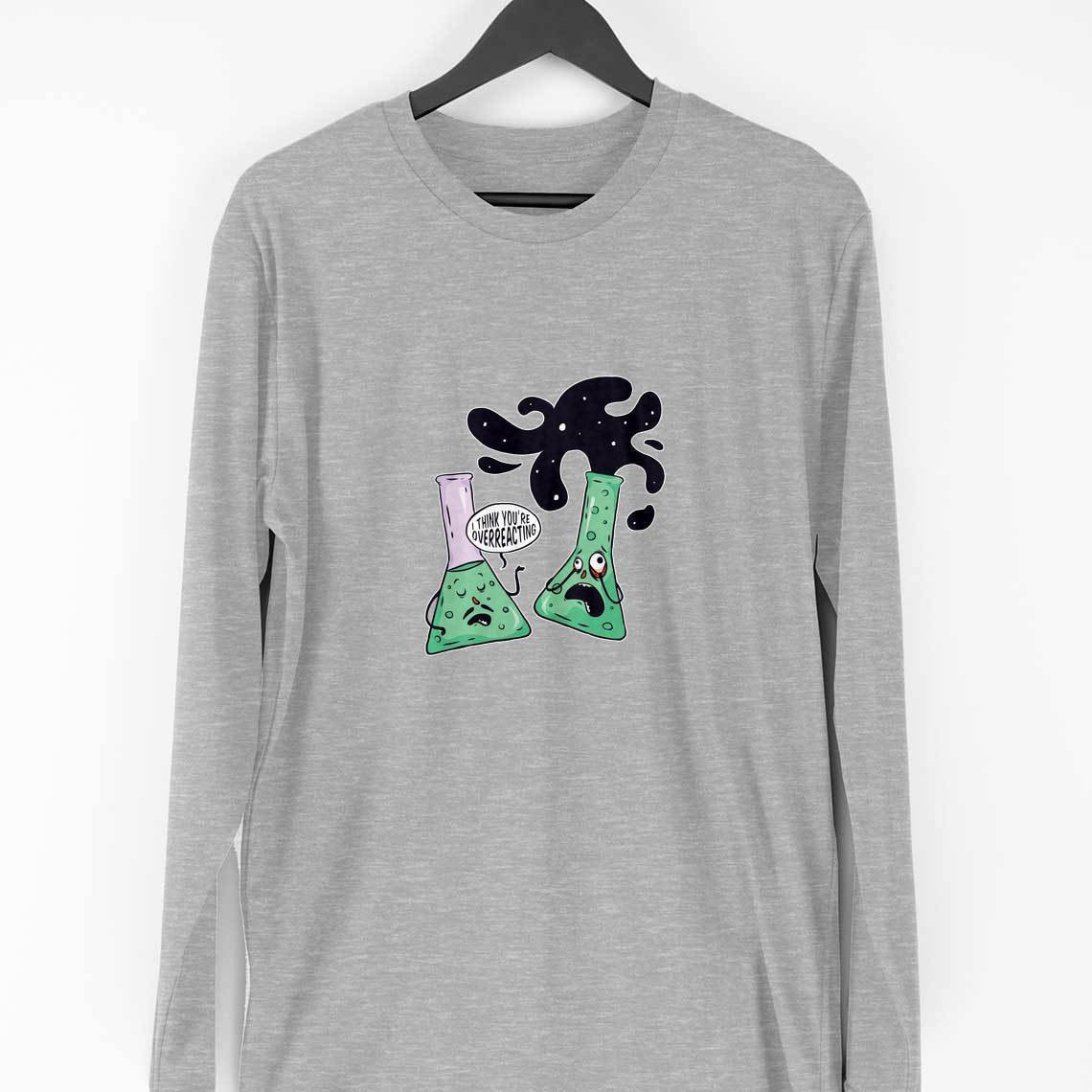 Over-reacting Full Sleeve T-Sleeve T-Shirt — Melange Grey
