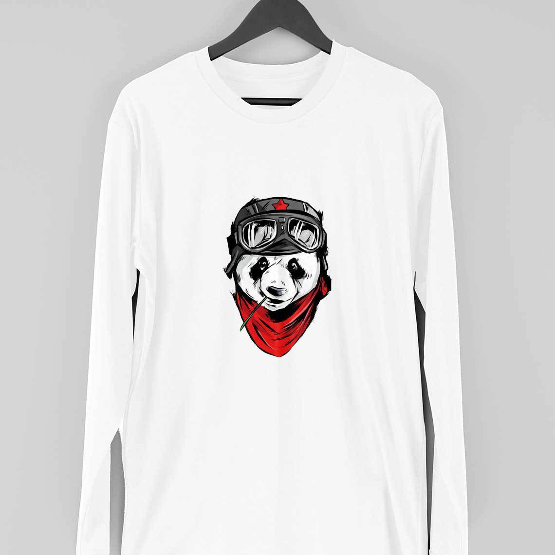 Cool Panda Full Sleeve T-Shirt — White