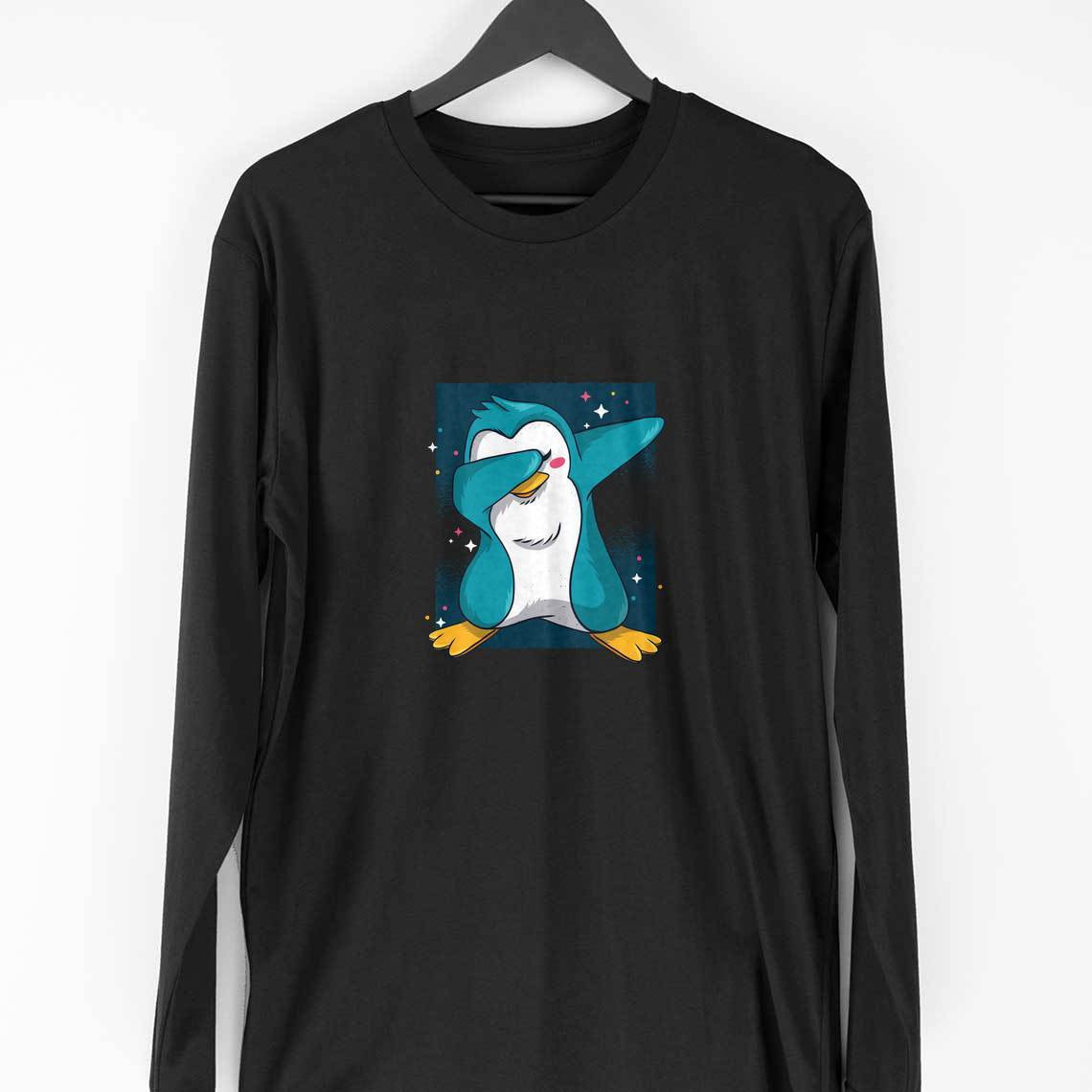 Penguin Dab Full Sleeve T-Shirt — Black