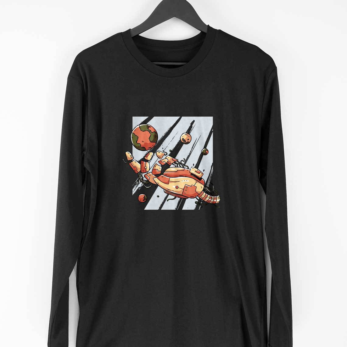 Robotic Hand Full Sleeve T-Shirt — Black