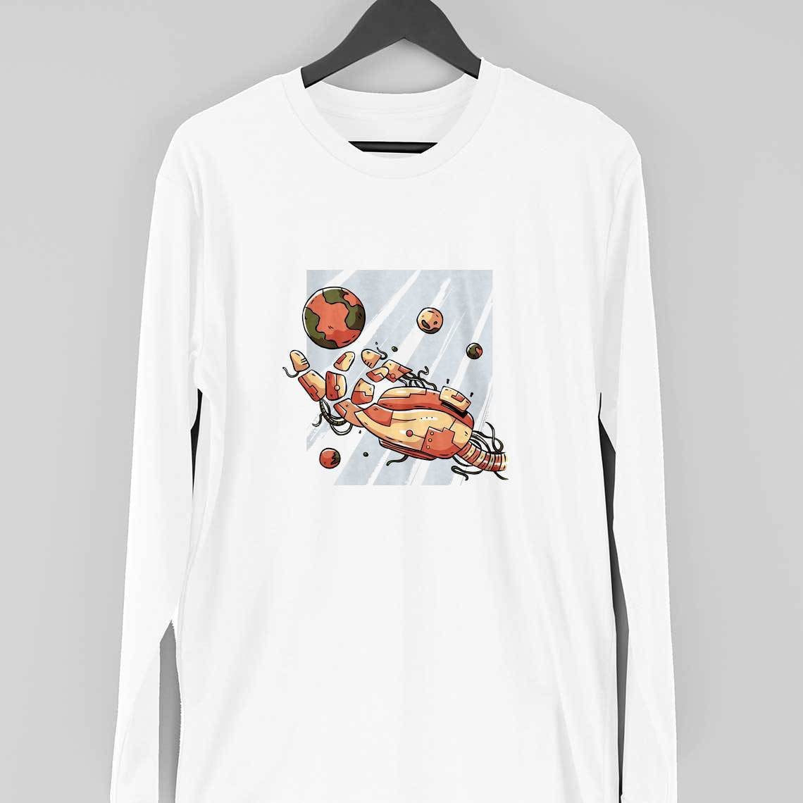 Robotic Hand Full Sleeve T-Shirt — White