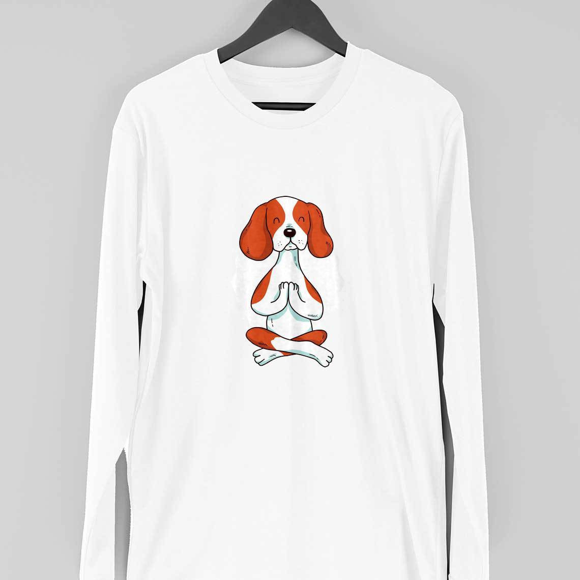 Yoga Dog Full Sleeve T-Shirt — White