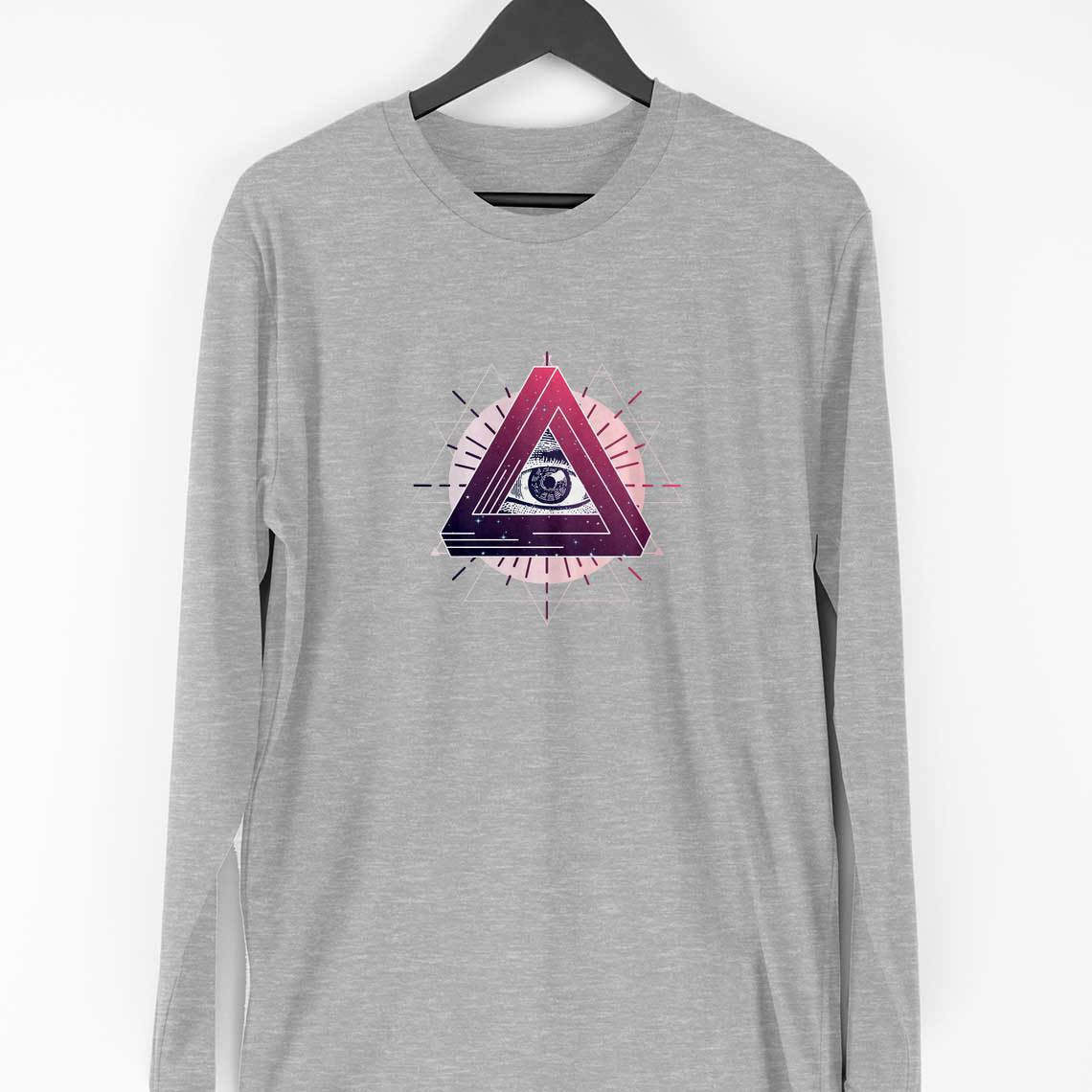 Mystic Eye Full Sleeve T-Shirt — Melange Grey
