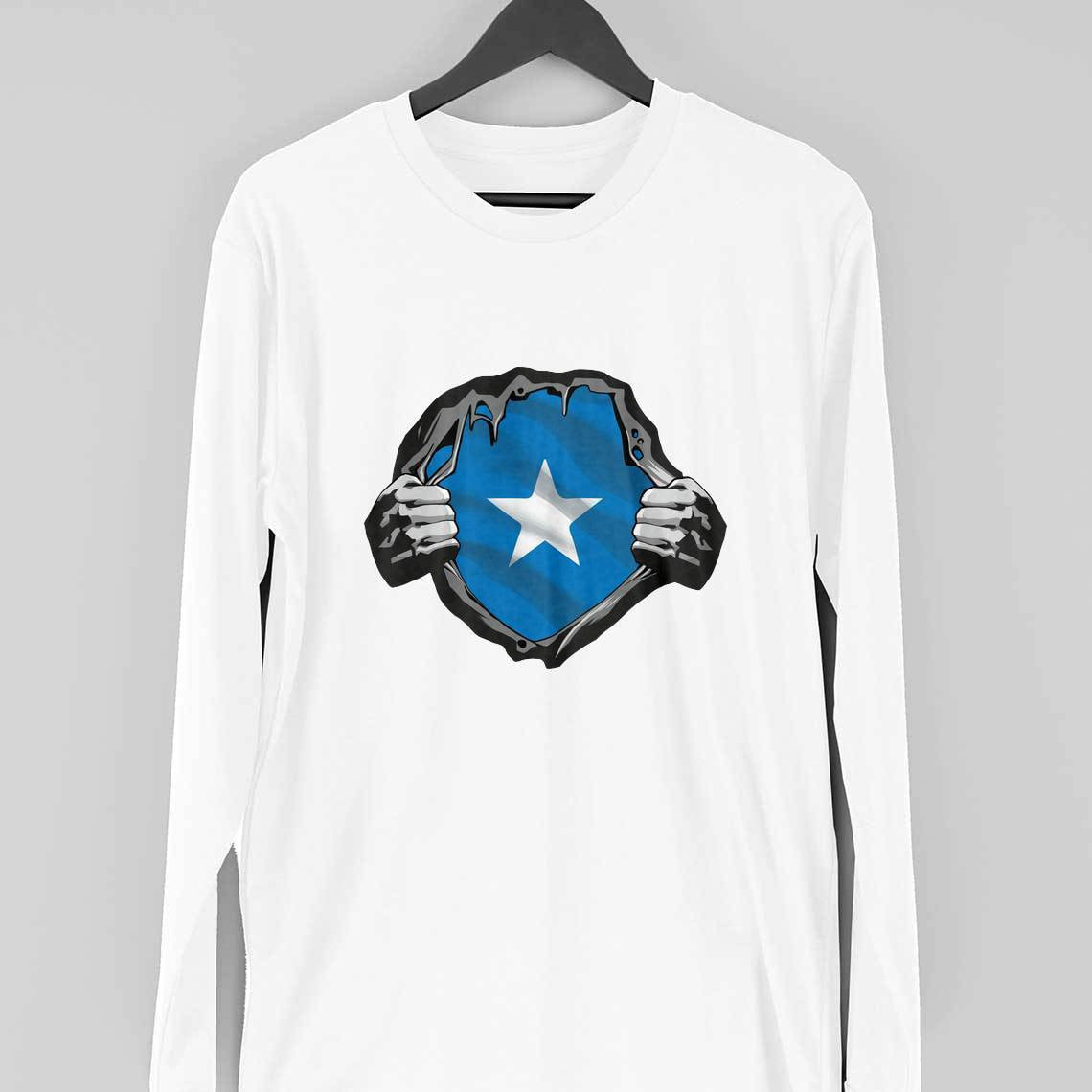 Somalia Flag Full Sleeve T-Shirt — White