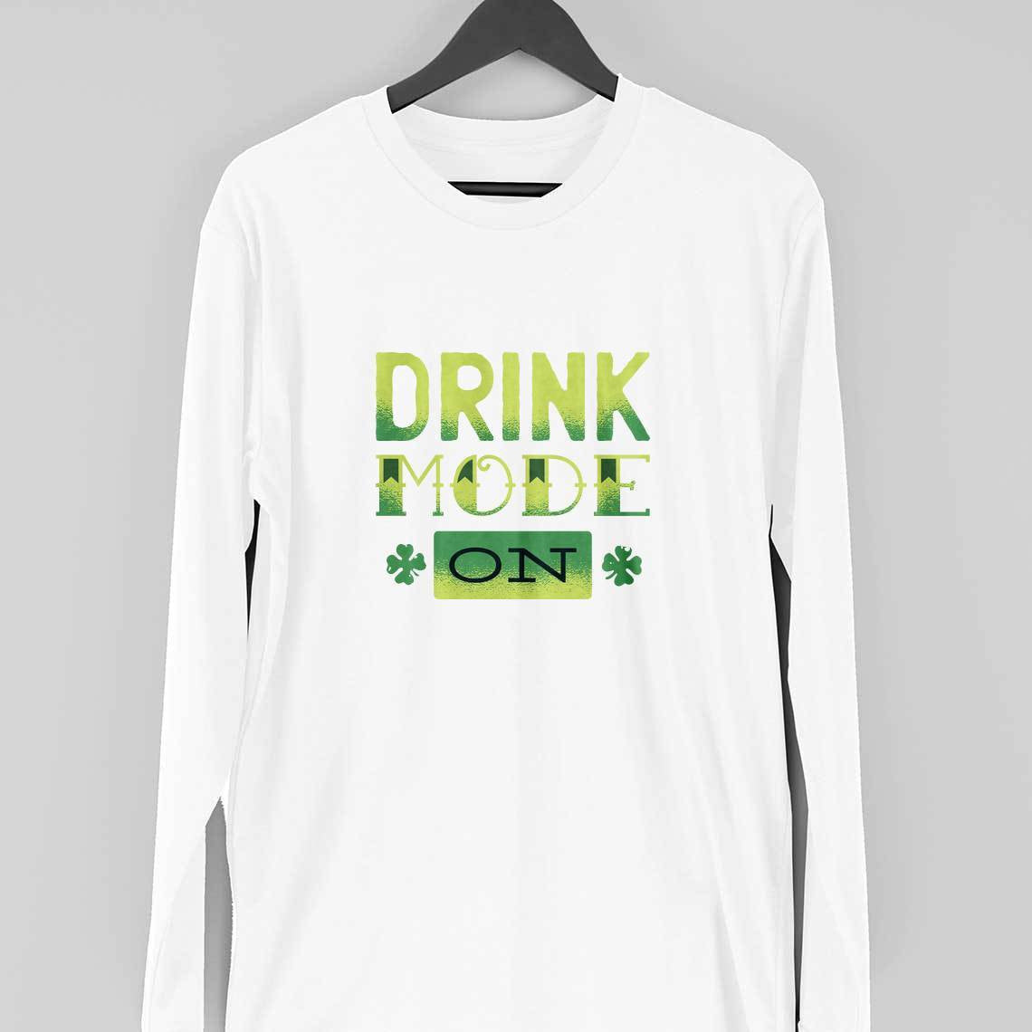 Drink Mode On Full-Sleeve T-Shirt — White