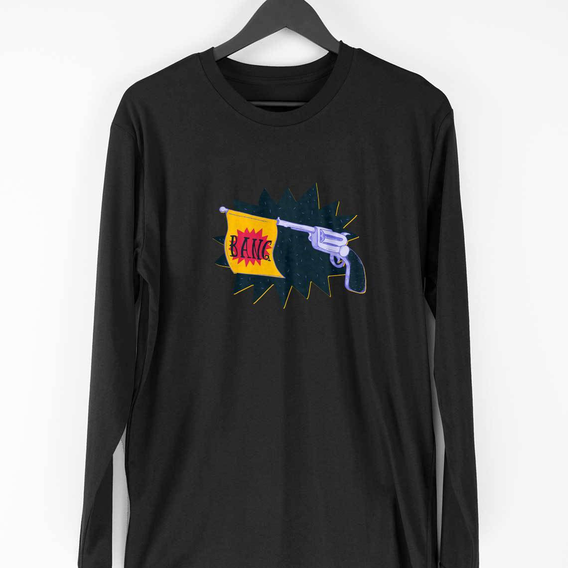 Revolver Bang Full Sleeve T-Shirt — Black