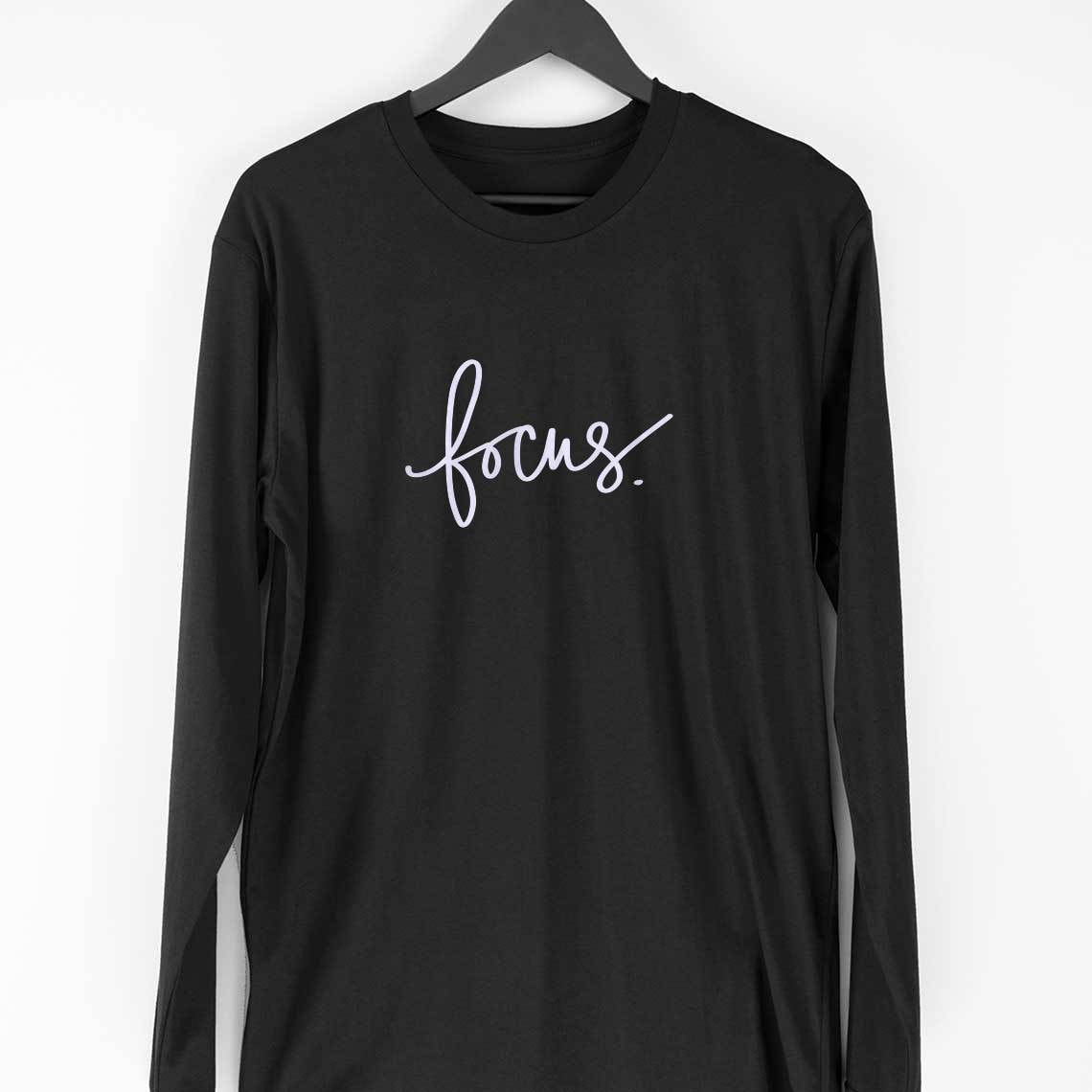 Focus Full Sleeve T-Shirt — Black