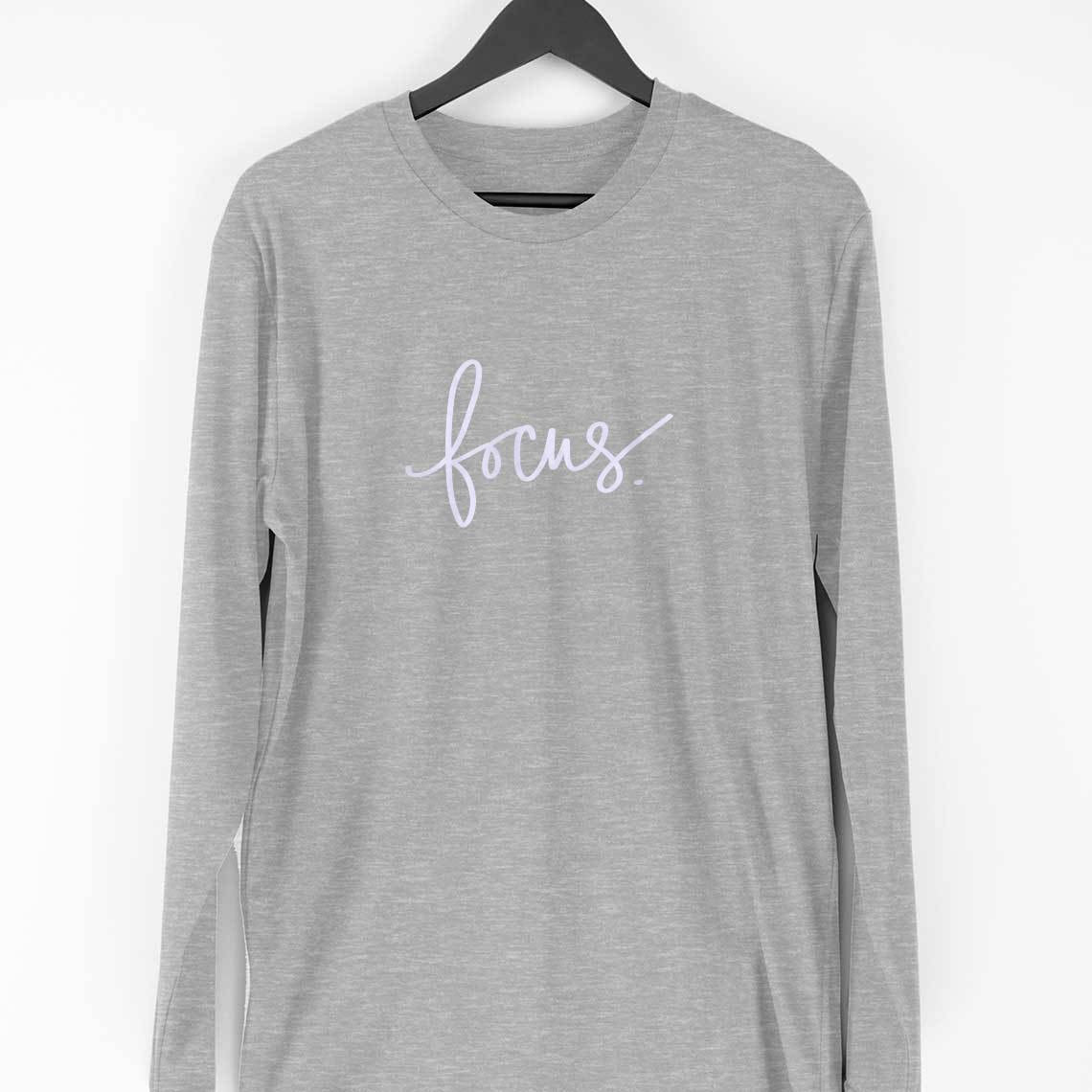 Focus Full Sleeve T-Shirt — Melange Grey