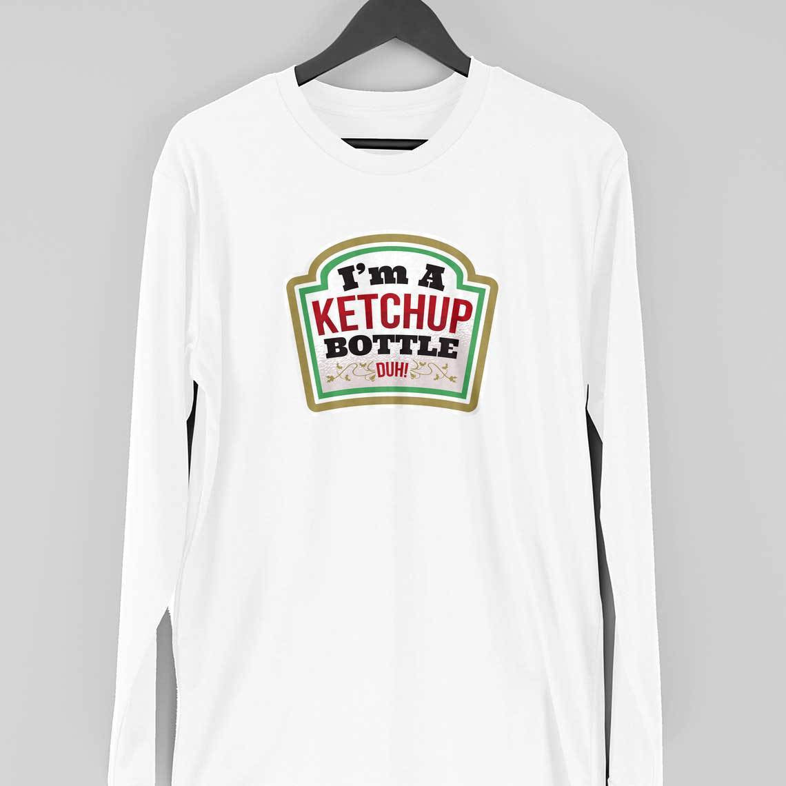 Ketchup Bottle Full Sleeve T-Shirt — White