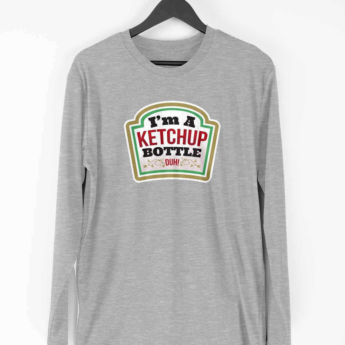 Ketchup Bottle Full Sleeve T-Shirt — Melange Grey