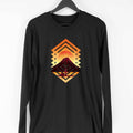 Geometric Sunset Full Sleeve T-Shirt — Black