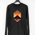 Geometric Sunset Full Sleeve T-Shirt — Black