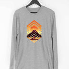 Geometric Sunset Full Sleeve T-Shirt — Melange Grey