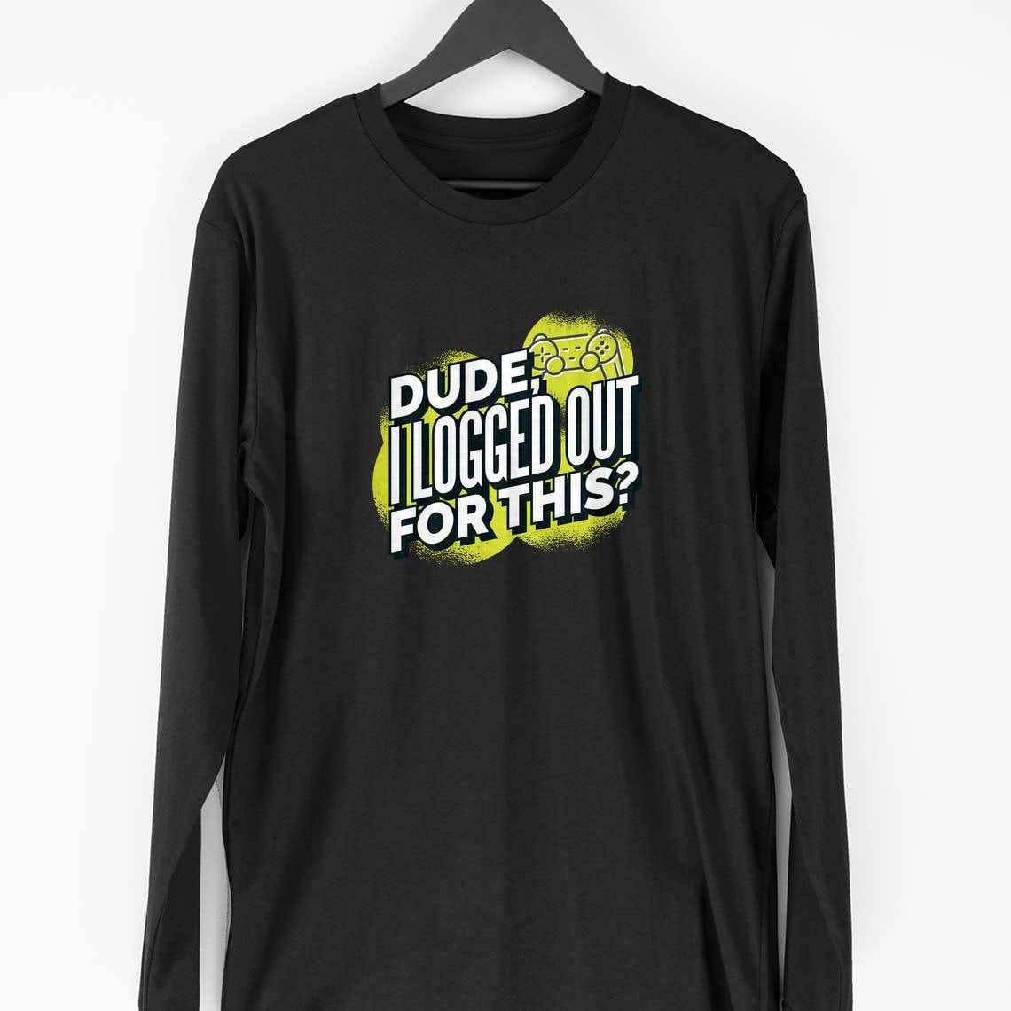 Logged Out Full Sleeve T-Shirt — Black