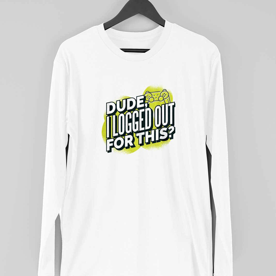 Logged Out Full Sleeve T-Shirt — White