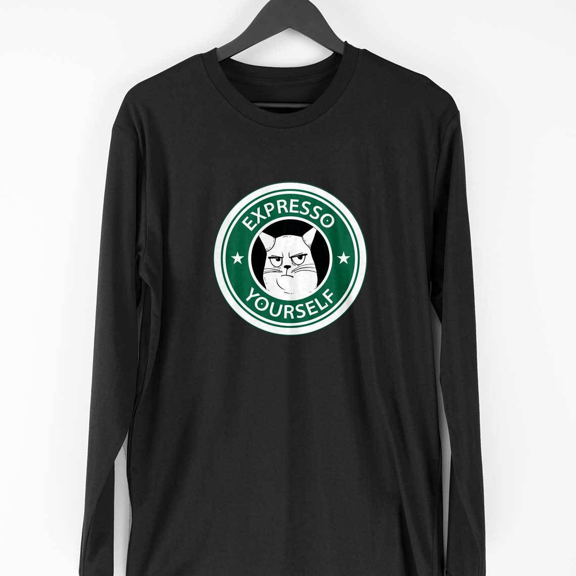 Expresso Yourself Full Sleeve T-Shirt — Black