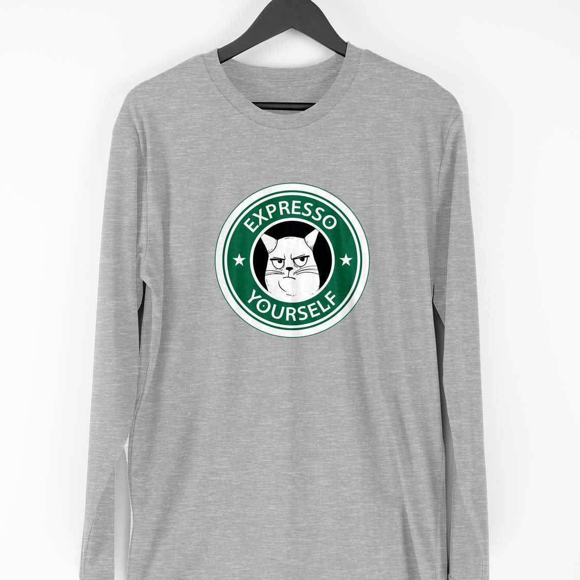 Expresso Yourself Full Sleeve T-Shirt — Melange Grey