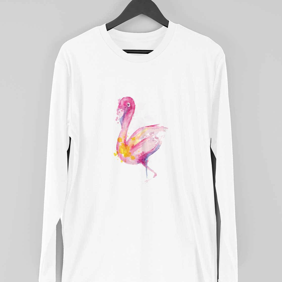 Flamingo Full Sleeve T-Shirt — White