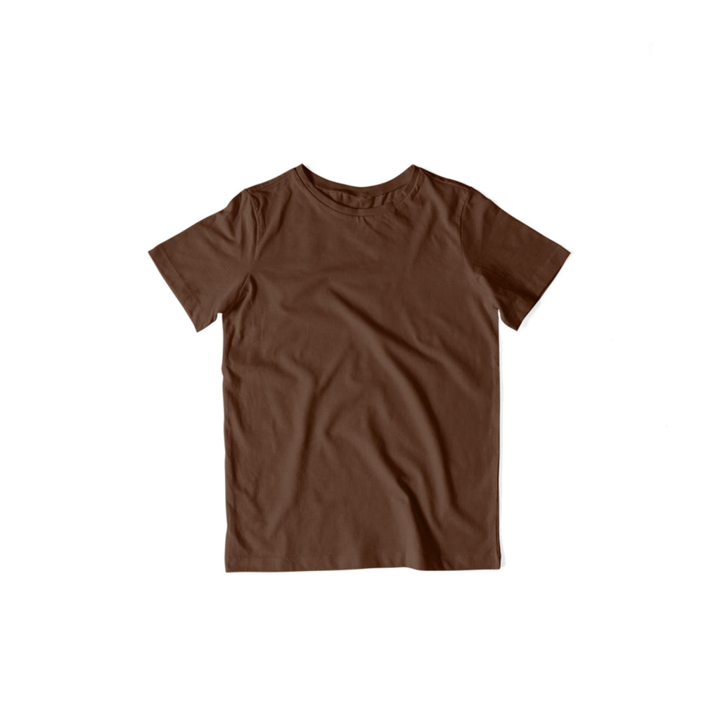 Kid's Plain Half Sleeve T-Shirt — Coffee Brown