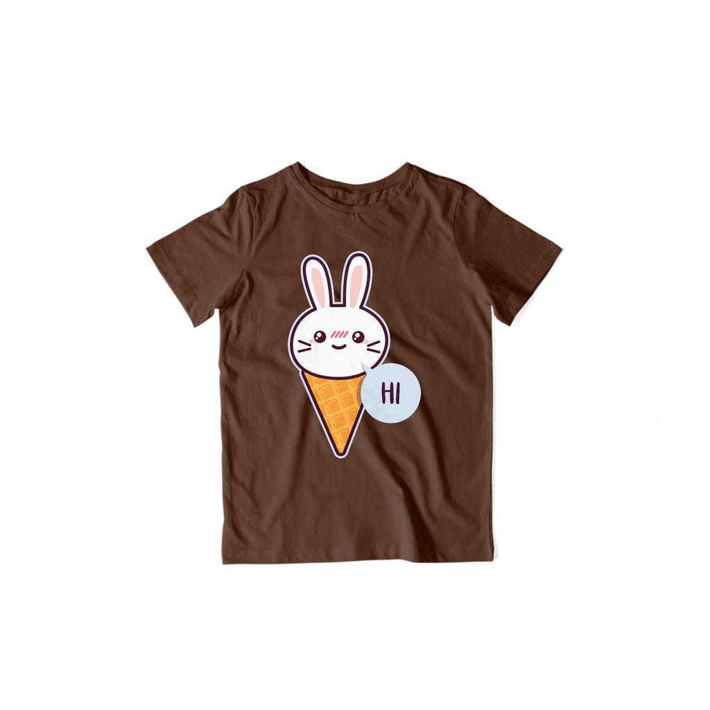 Cute Rabbit Kid's T-Shirt — Coffee Brown