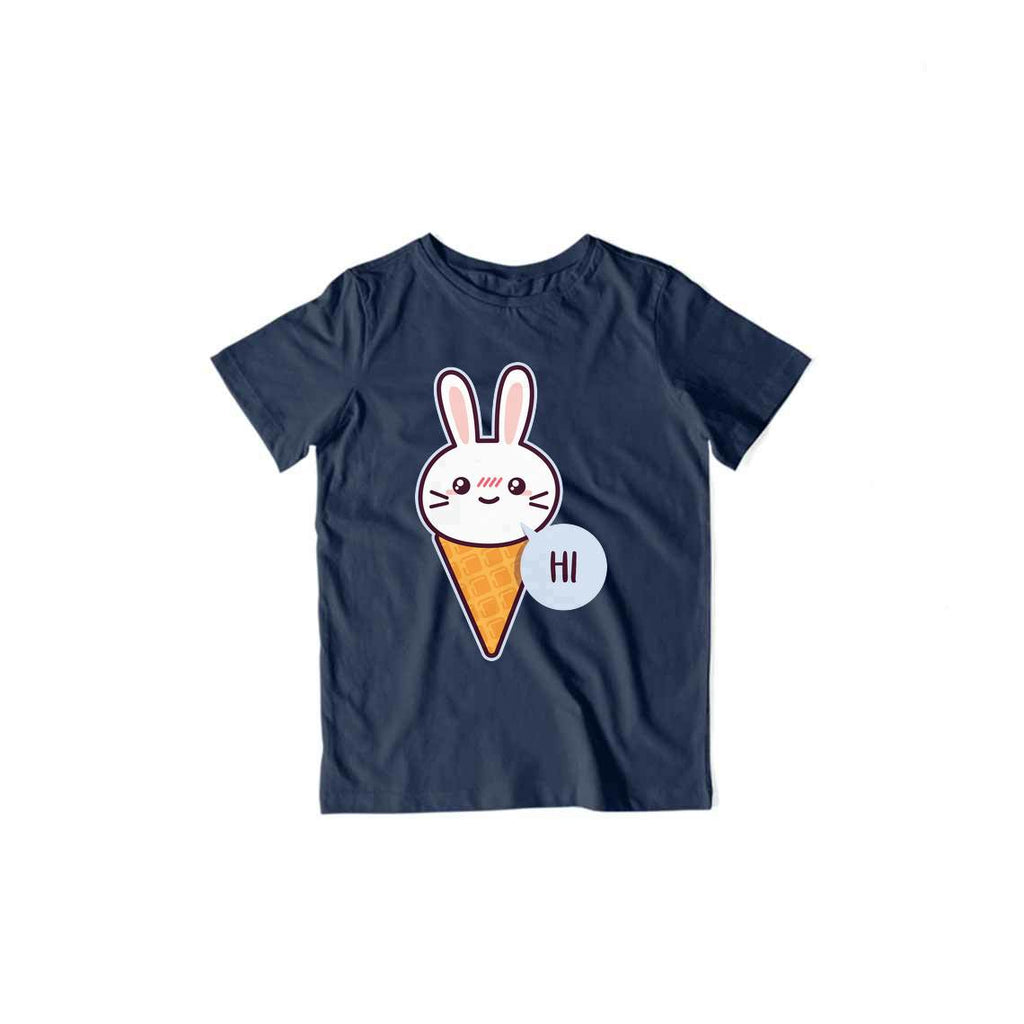 Cute Rabbit Kid's T-Shirt — Navy Blue