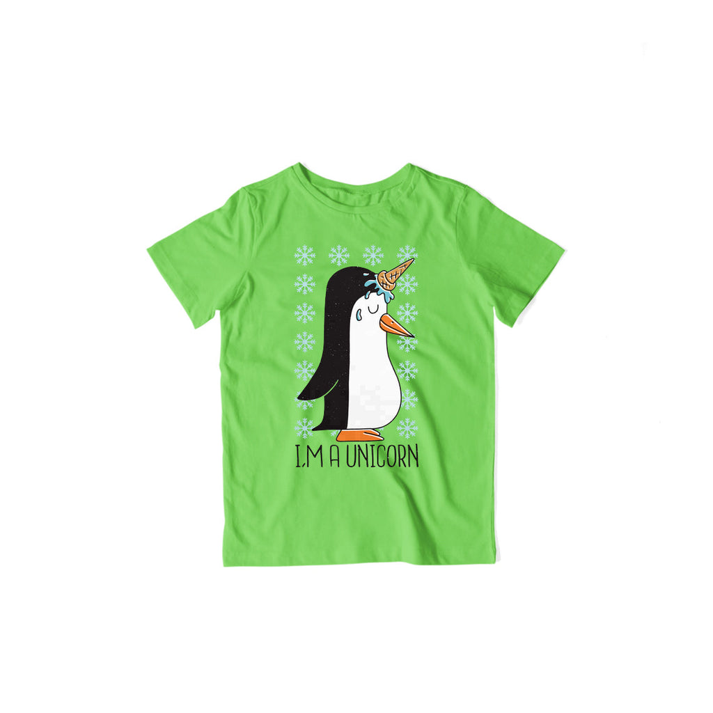 Penguin Unicorn Kid's T-Shirt — Liril Green