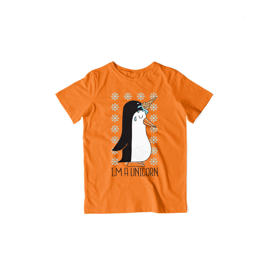 Penguin Unicorn Kid's T-Shirt — Orange
