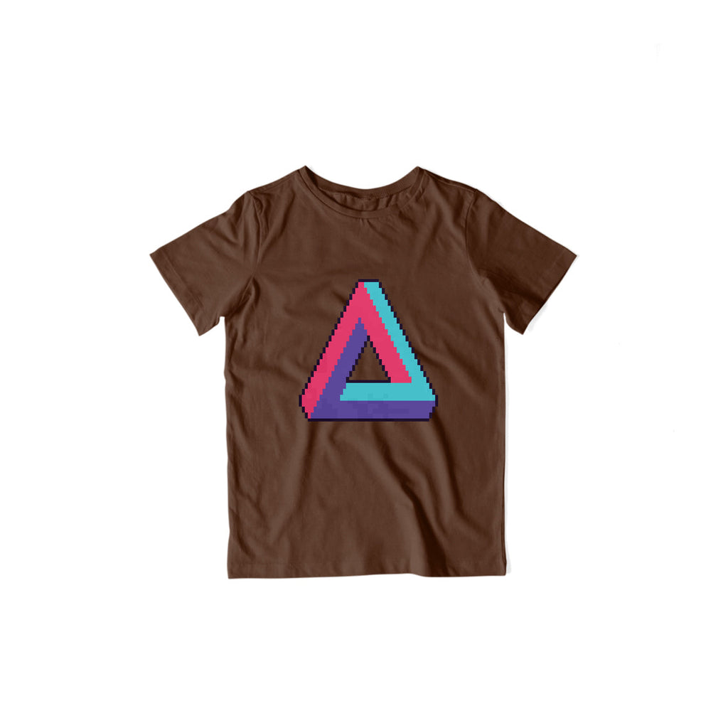 Infinite Retro Triangle Kids T-Shirt — Coffee Brown