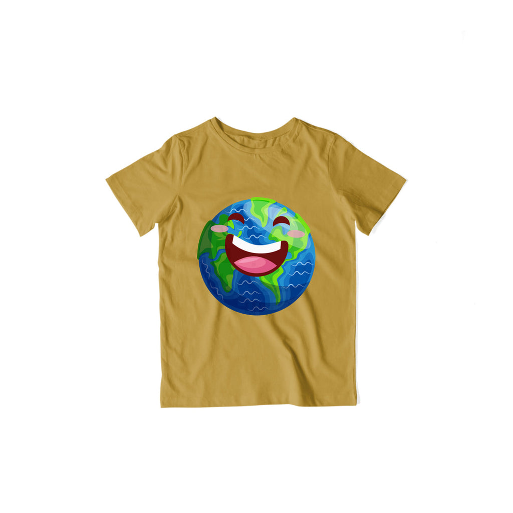 Happy Earth Kids T-Shirt — Mustard Yellow