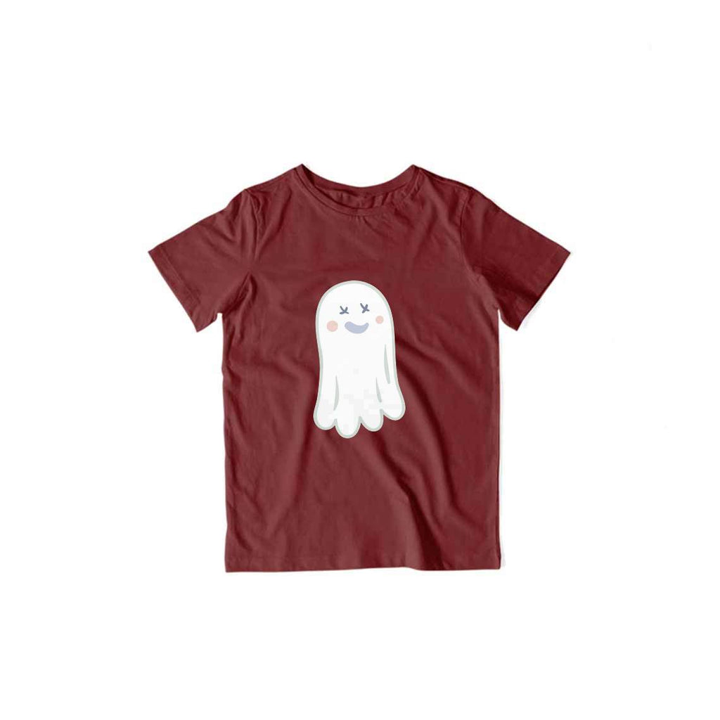 Cute Ghost Kids T-Shirt — Maroon