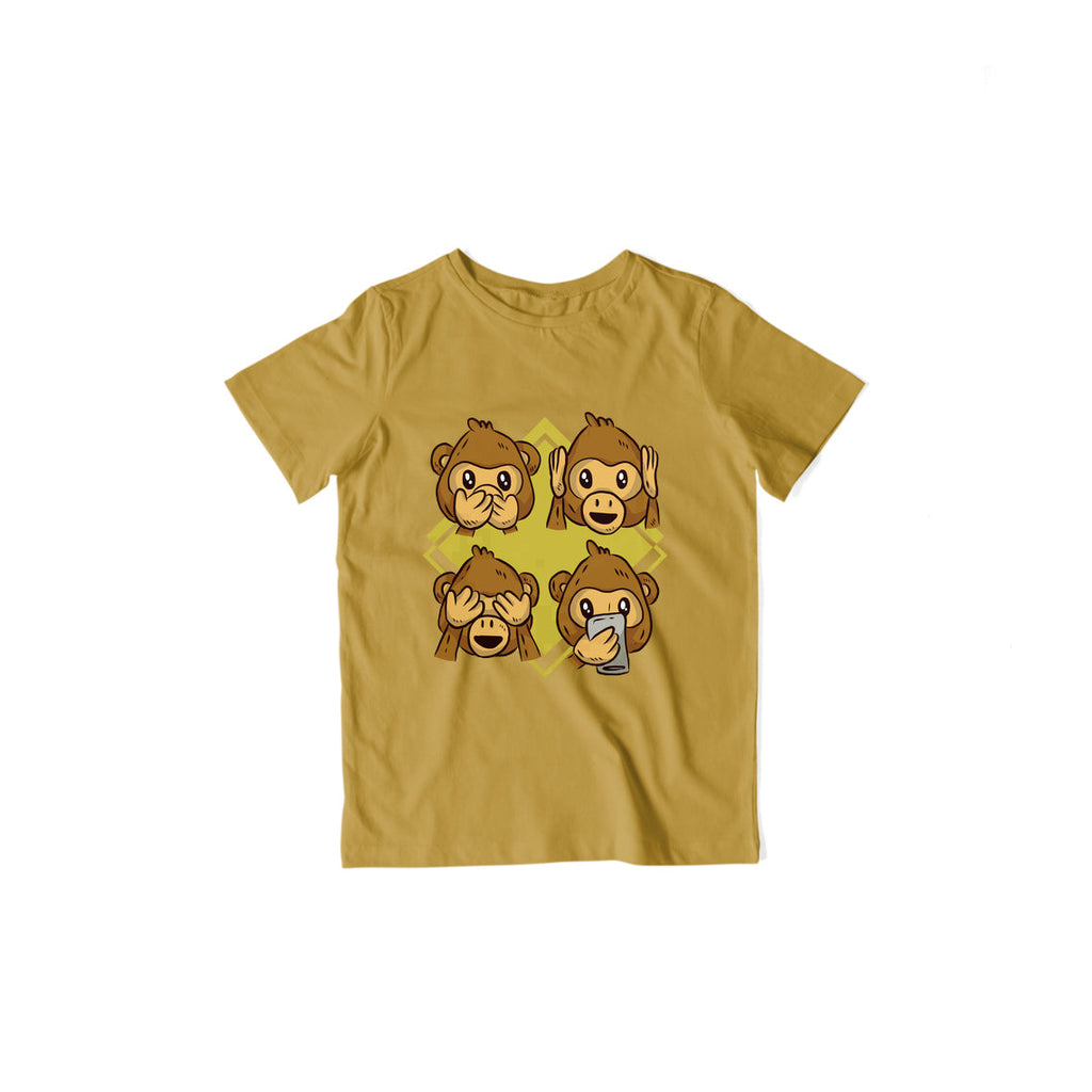 Modern Monkey Kids T-Shirt — Mustard Yellow