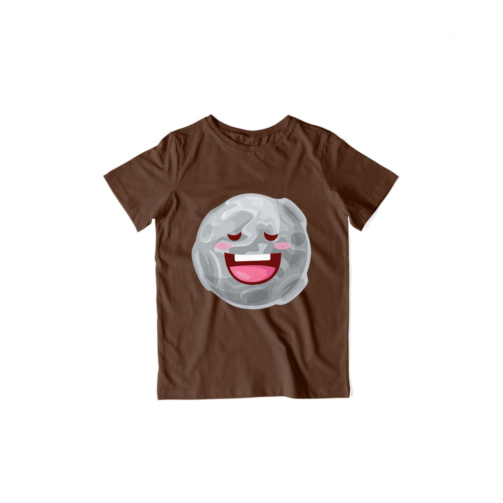 Happy Moon Kid's T-Shirt — Coffee Brown