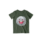 Happy Moon Kid's T-Shirt — Olive Green