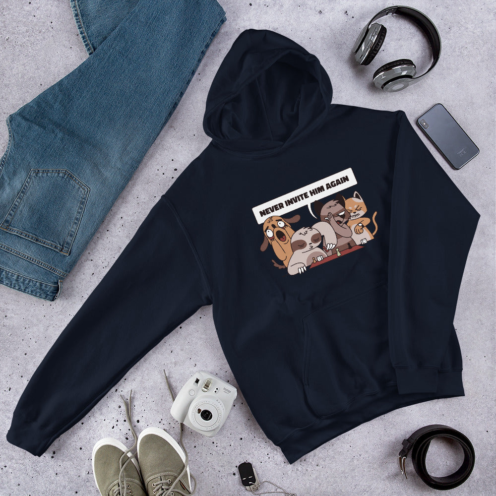 Playing With Sloth Unisex Hooded Sweatshirt — Navy
