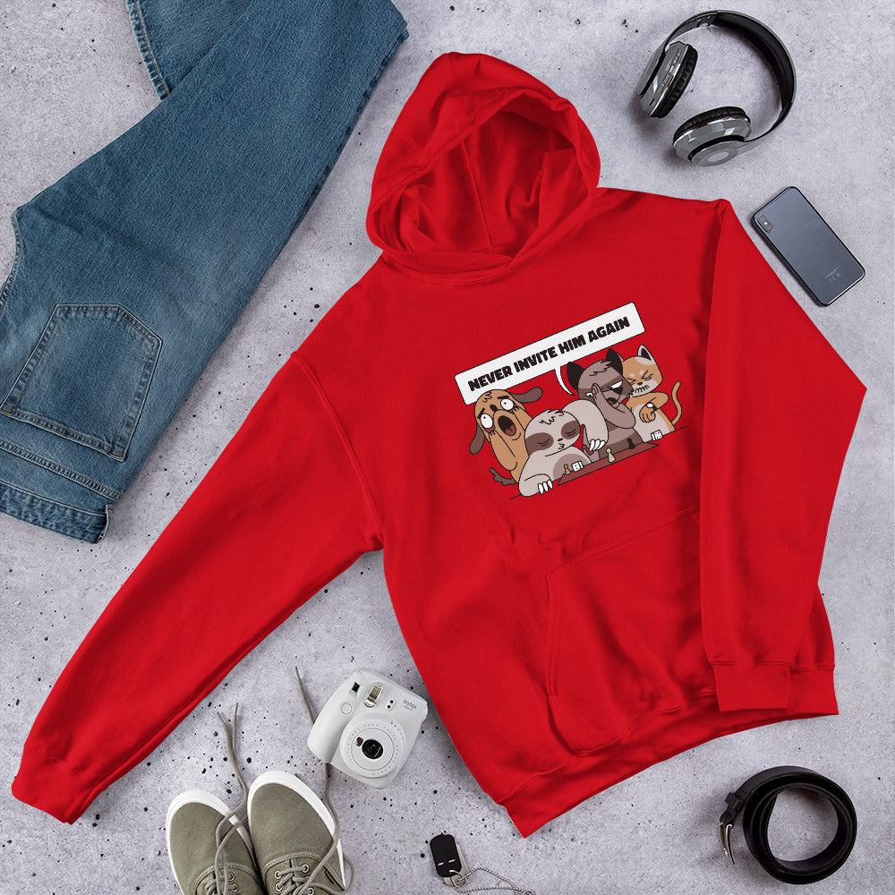 Playing With Sloth Unisex Hooded Sweatshirt — Red