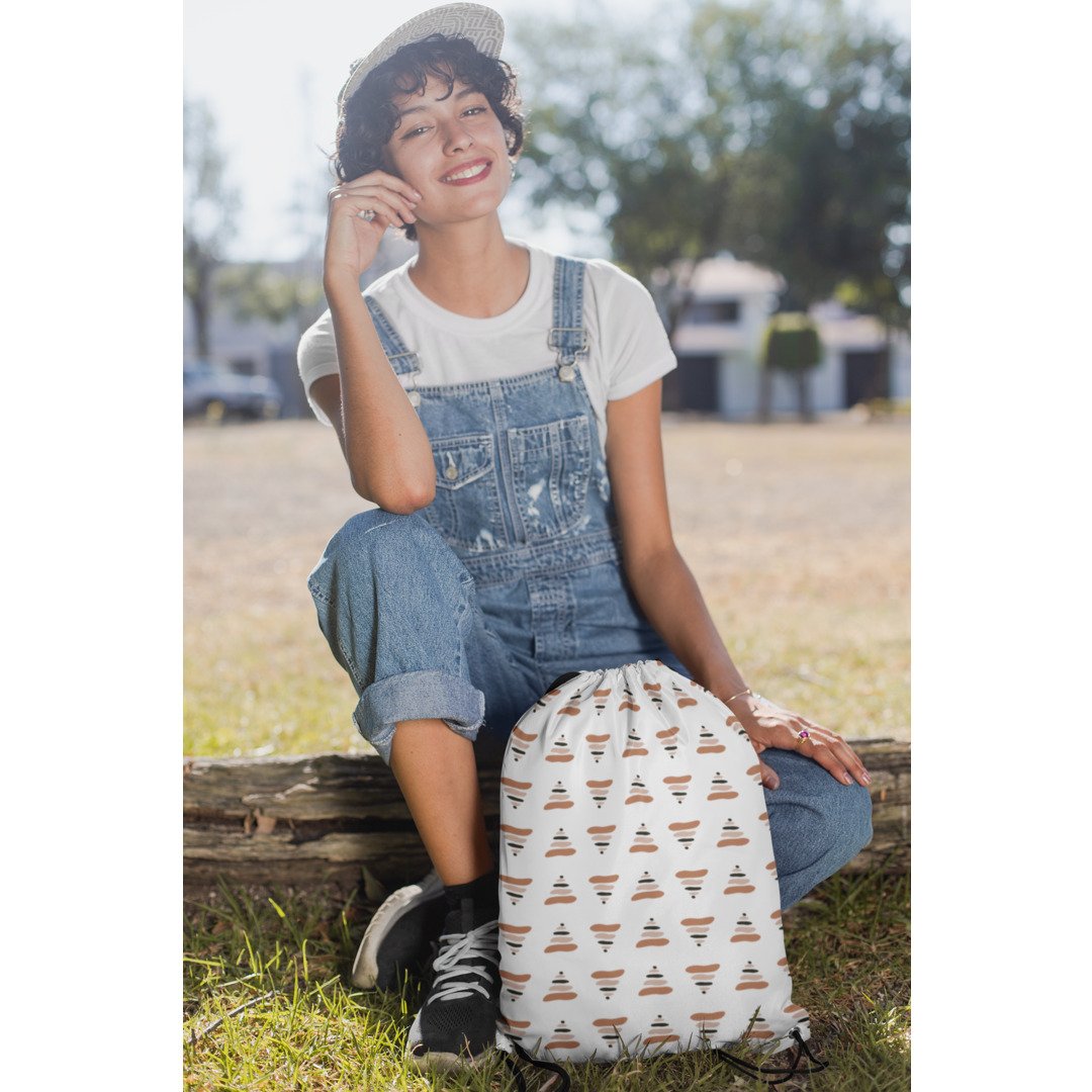 Abstract Triangles Pattern Drawstring Bag