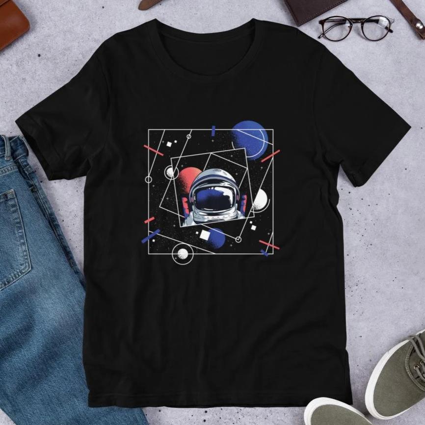 Abstract Astronaut Half Sleeve T-Shirt — front view