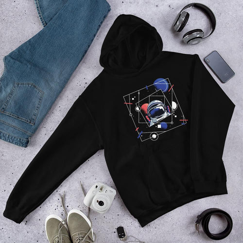 Abstract Astronaut Unisex Hooded Sweatshirt — front view