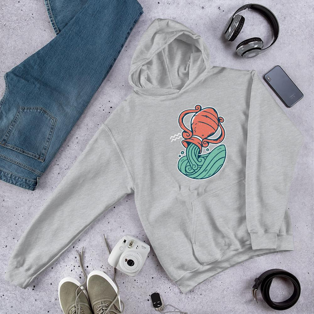 Aquarius Zodiac Unisex hooded Sweatshirt — front view