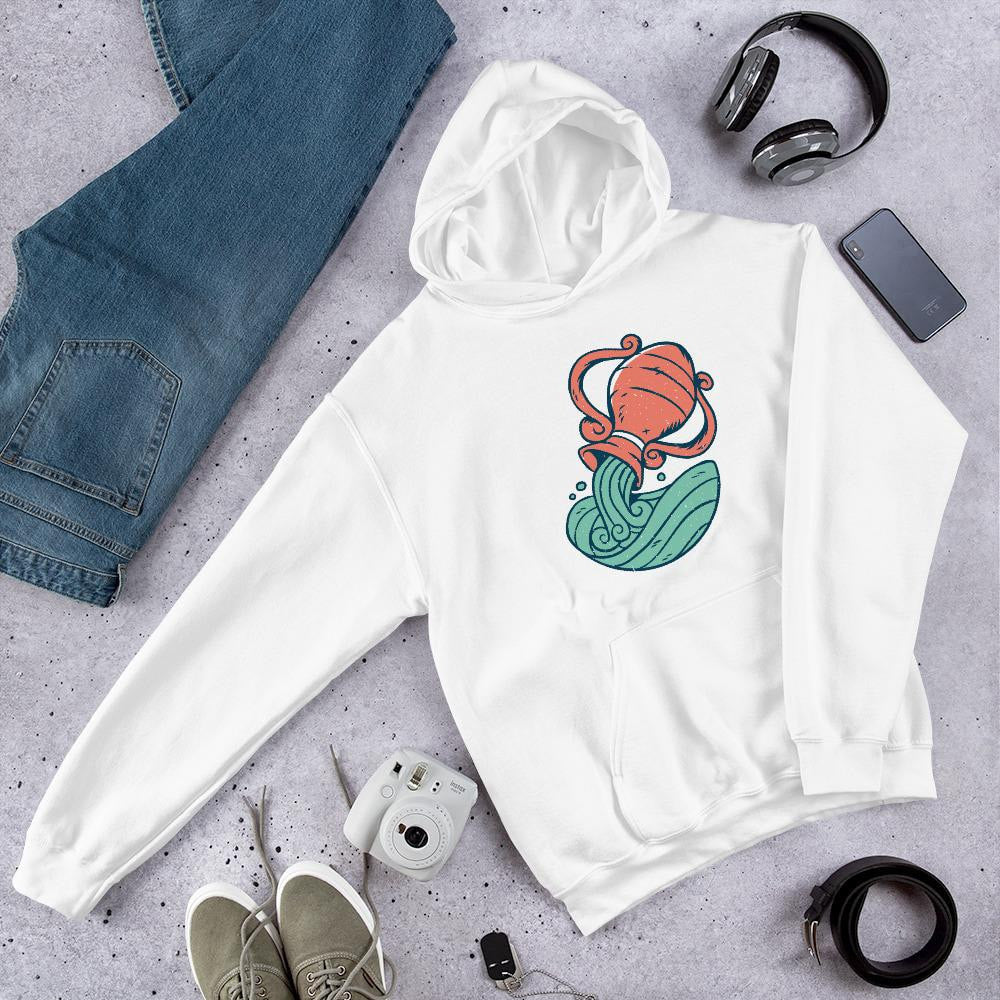 Aquarius Zodiac Unisex hooded Sweatshirt — detail view 3
