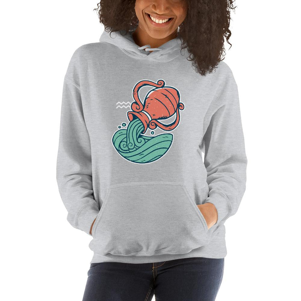 Aquarius Zodiac Unisex hooded Sweatshirt — detail view 5