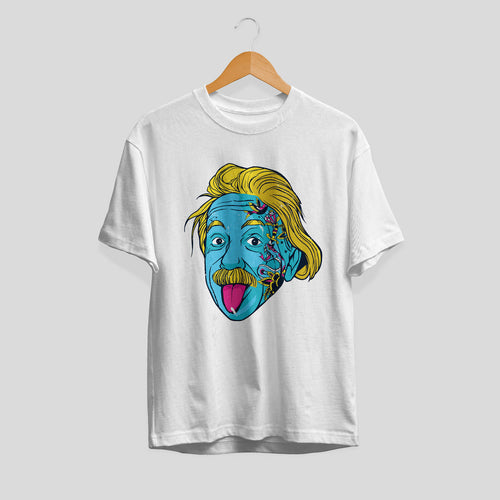 Albert Einstein Colorful Half Sleeve T-Shirt — White