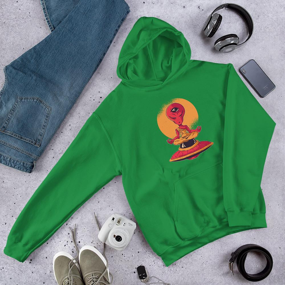 Alien Meditation Unisex Hooded Sweatshirt — Green