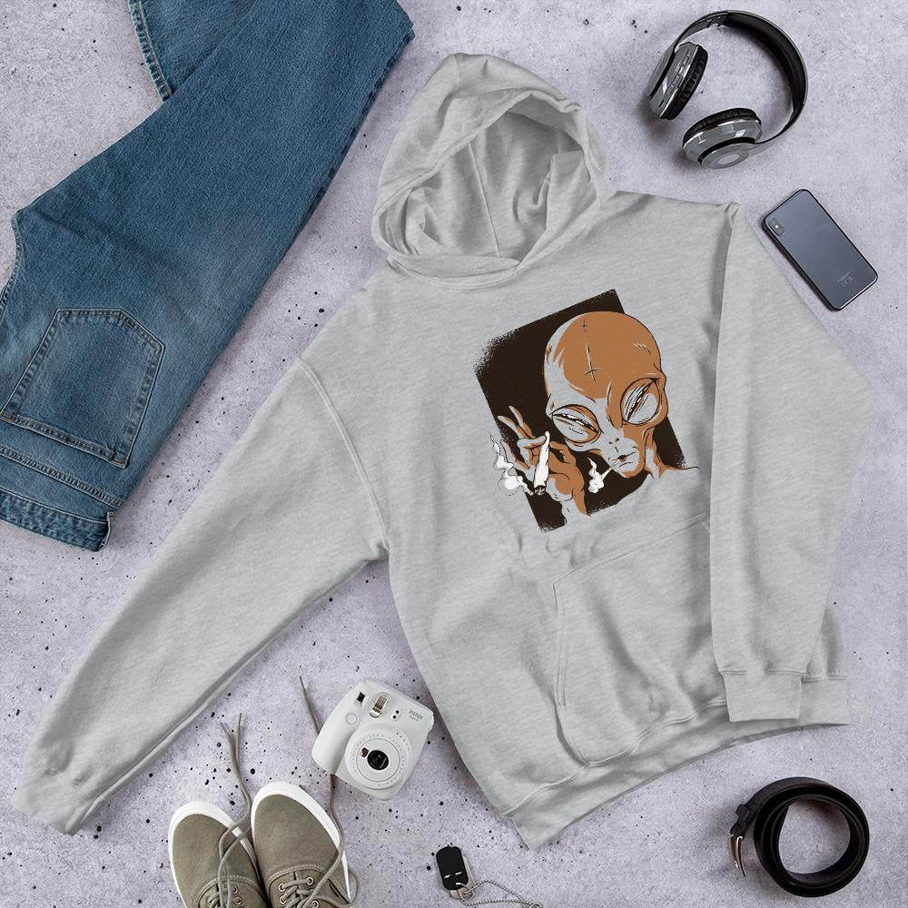 Alien Smoking Unisex Hooded Sweatshirt — Grey
