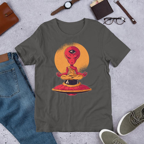 Alien Meditation Unisex Half Sleeve T-Shirt — Charcoal